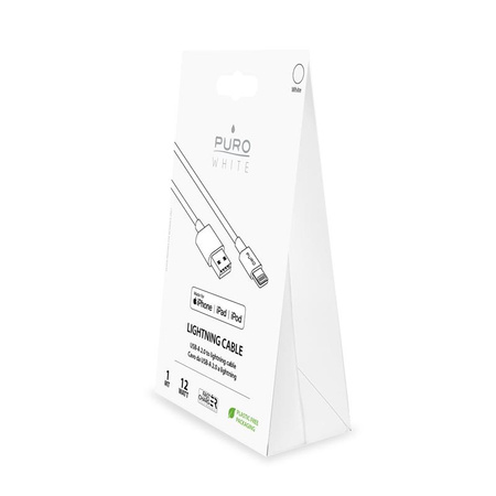 PURO White - Apple USB connection cable Lightning MFi connector 1m (white)
