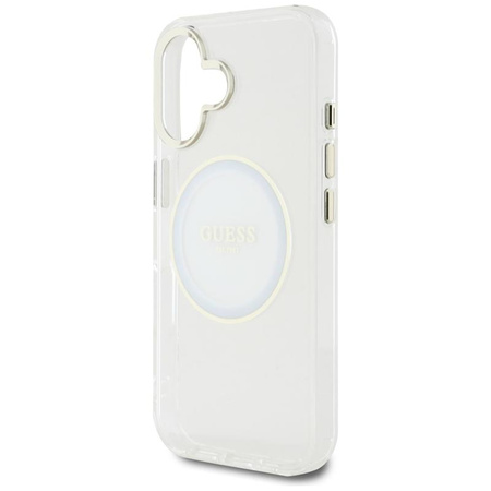 Guess IML Metal Colored Circle Classic Logo MagSafe - Hülle für iPhone 16 (weiß)