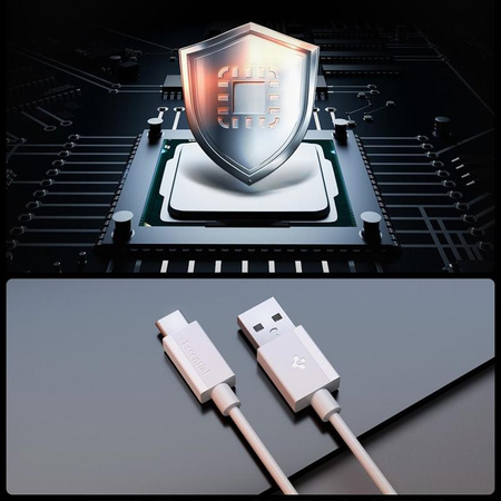Spigen EB6020AC Essential – Kabel USB-A na USB-C PD 60W 2m (Bílý)