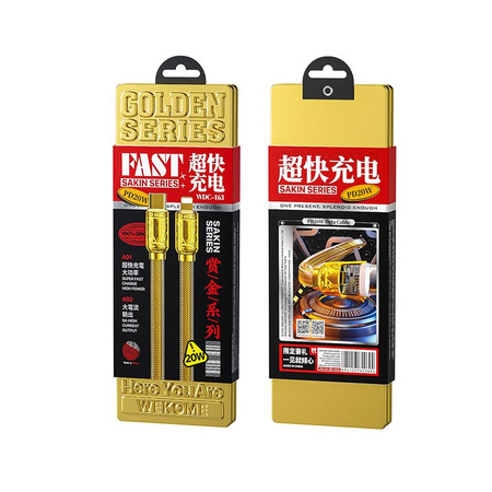 WEKOME WDC-163 Sakin sorozat - USB-C Lightning PD 20W csatlakozókábel 1 m (arany)