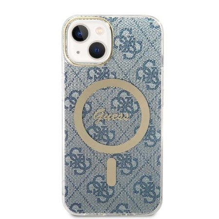 Guess Bundle Pack MagSafe 4G - MagSafe iPhone 14 Plus Case + Charger Set (blue/gold)