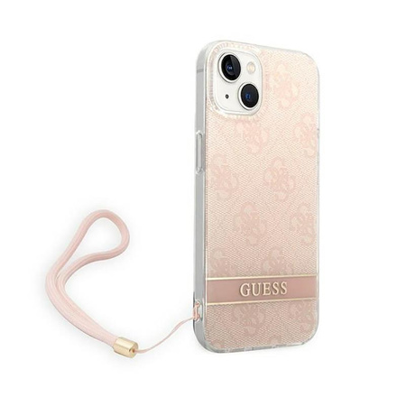 Guess 4G Print Cord - Tasche mit Umhängeband iPhone 14 (rosa)