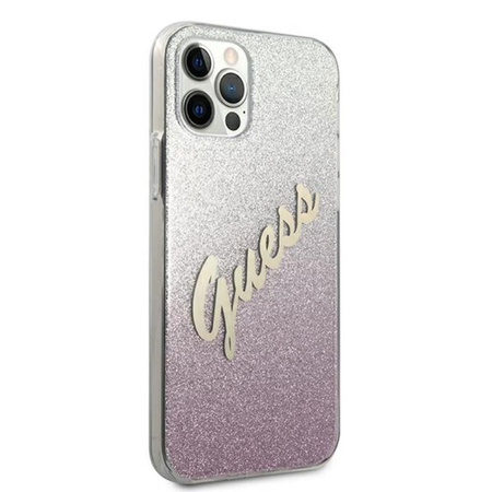 Guess Glitter Gradient Script - iPhone 12 / iPhone 12 Pro Tasche (rosa)
