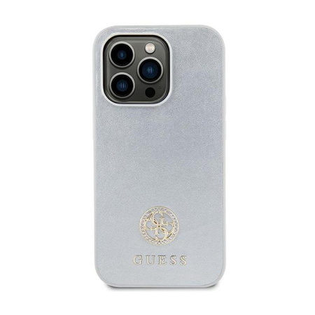 Guess 4G Strass Metal Logo - Tasche für iPhone 15 Pro (Silber)