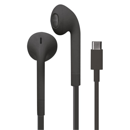 Écouteurs stéréo PURO ICON - Écouteurs à câble plat USB-C avec microphone et télécommande (noir)