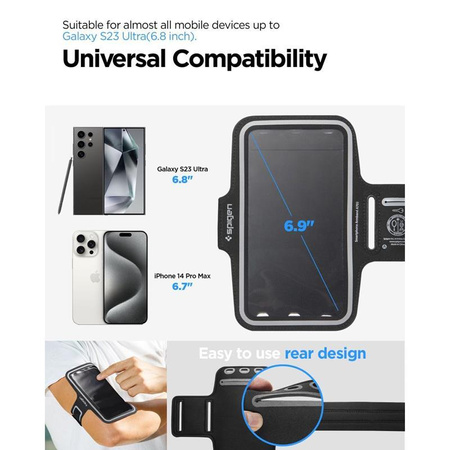 Spigen A703 Dynamic Shield Armband - pouzdro / sportovní pásek na ruku pro smartphone do 6,9" (černý)