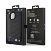 BMW Leather Carbon Blue Line - Case for iPhone 15 Plus (black)