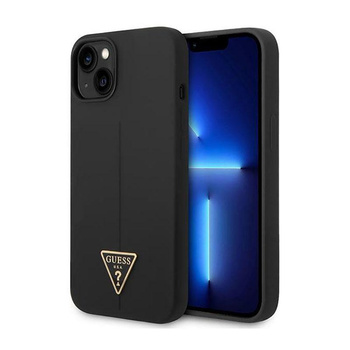 Silikonové pouzdro Guess s trojúhelníkovým logem - iPhone 14 (černé)