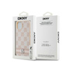 DKNY Leather Checkered Mono Pattern & Printed Stripes - Case for iPhone 14 / 15 / 13 (pink)