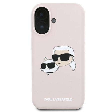 Karl Lagerfeld Silikon Doppelköpfe drucken MagSafe - iPhone 16 Plus Fall (rosa)