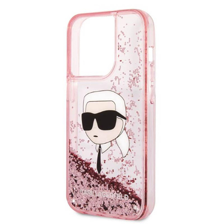 Karl Lagerfeld Liquid Glitter NFT Karl's Head - iPhone 14 Pro Max tok (rózsaszín)