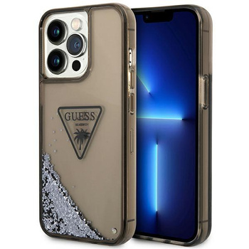 Guess Liquid Glitter Triangle Logo Case - iPhone 14 Pro tok (fekete)
