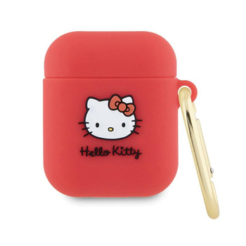 Hello Kitty Silicone 3D Kitty Head - pouzdro pro AirPods 1/2 generace (fuchsiová)