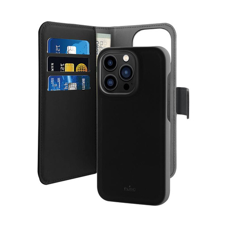 PURO levehető pénztárca - 2 az 1-ben iPhone 14 Pro Max tok (fekete)