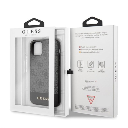 Collection 4G Bottom Stripe de Guess - Coque pour iPhone 11 Pro (gris)