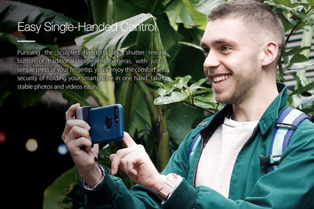 Just Mobile ShutterGrip - Support photo Bluetooth avec déclencheur pour iOS/Android (Or)