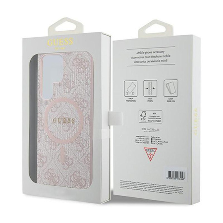 Guess 4G Collection Leather Metal Logo MagSafe - Pouzdro Samsung Galaxy S24 Ultra (Růžové)