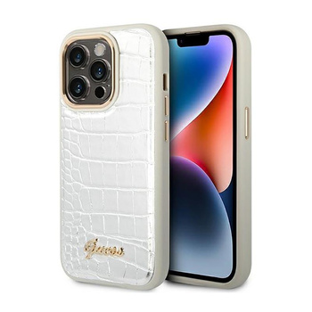 Guess Kroko Kollektion - iPhone 14 Pro Tasche (silber)