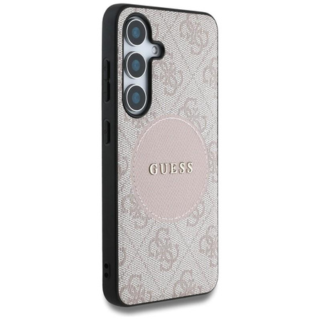 Guess 4G Round Patch Classic Logo MagSafe - tok Samsung Galaxy S25 készülékhez (rózsaszín)