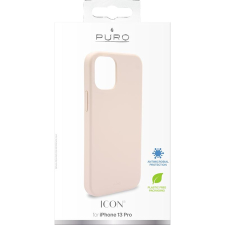 PURO ICON Cover - iPhone 13 Pro tok antimikrobiális védelemmel (Homokrózsaszín)