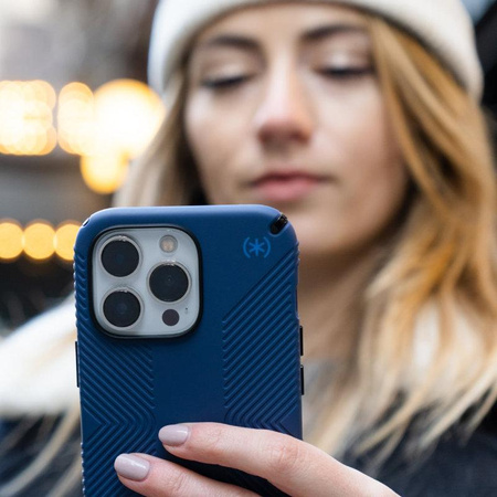 Speck Presidio2 Grip - Csúszásgátló tok iPhone 15 Plus / 14 Plus készülékhez (Coastal Blue / Black / White)