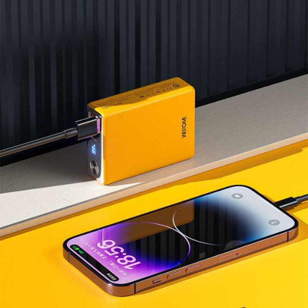 WEKOME WP-27 Tint Series - Power bank 10000 mAh szupergyors töltés USB-C PD 20W + 2x USB-A QC3.0 22.5W (Sárga)