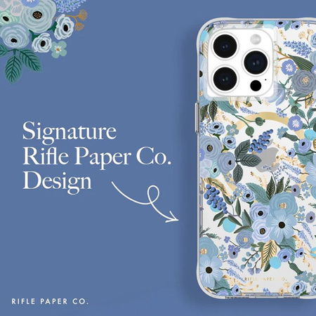 Rifle Paper Clear MagSafe - iPhone 15 Pro Max tok (Garden Party kék)