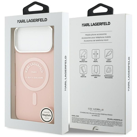 Karl Lagerfeld IML Karl RSG Logo MagSafe - Pouzdro pro iPhone 17 Pro Max (růžové)