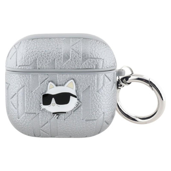 Karl Lagerfeld Monogram Choupette Head - pouzdro na AirPods 4 (stříbrné)