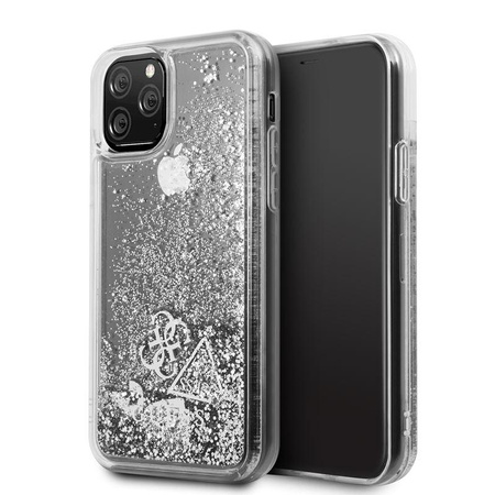Guess Liquid Glitter Hearts - Coque iPhone 11 Pro (argent)