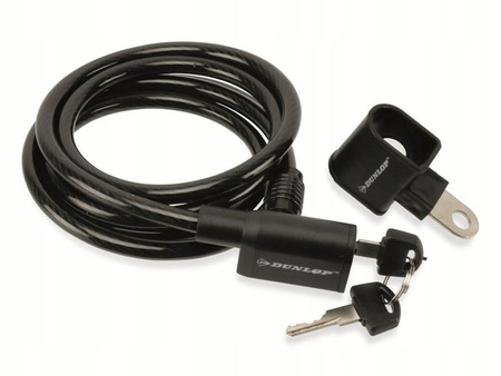 Dunlop - zámek na klíče od jízdního kola proti krádeži 150 cm + rukojeť (černý)