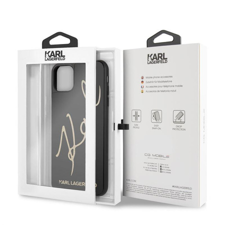 Karl Lagerfeld Double Layers Tempered Glass Glitter Signature Case - iPhone 11 Pro Max Case (black)