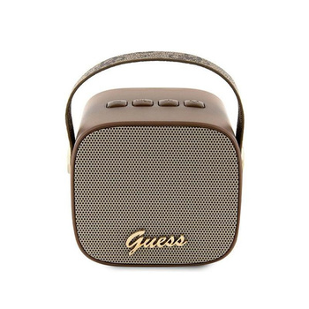 Guess Mini Bluetooth hangszóró 4G bőr logóval és szíjjal - Bluetooth hangszóró V5.3 (barna)