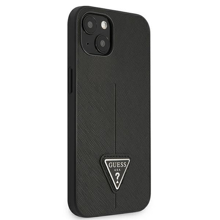 Guess Saffiano háromszög logós tok - iPhone 13 tok (fekete)