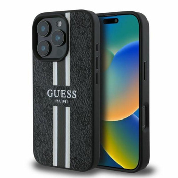 Guess 4G Printed Stripes MagSafe - Pouzdro pro iPhone 16 Pro (černý)