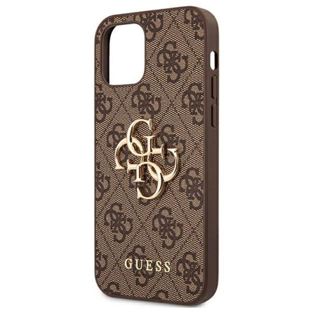 Guess 4G Big Metal Logo - pouzdro pro iPhone 12 mini (hnědé)