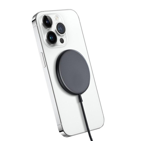 Crong MagSpot Drahtloses Ladegerät - MagSafe 15W Aluminium Induktives Ladegerät (Graphit)