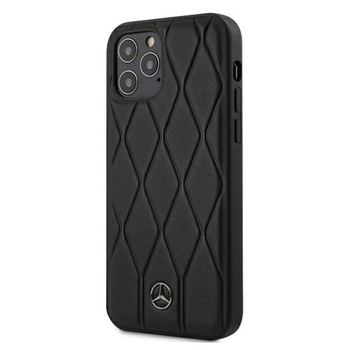 Mercedes Leather Wave Line - pouzdro pro iPhone 12 / iPhone 12 Pro (černé)