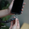 Moshi 2-in-1 Wrist & Body Strap with Adapter - eko kožená šňůrka na telefon (mechově zelená)