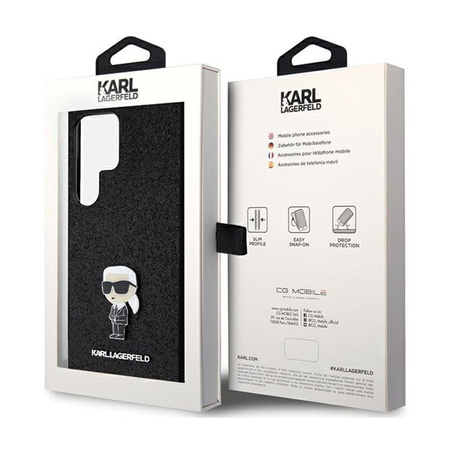 Karl Lagerfeld Fixed Glitter Iconic Logo Metal Pin - pouzdro Samsung Galaxy S24 Ultra (černé)