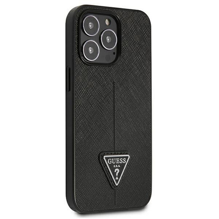 Guess Saffiano háromszög logós tok - iPhone 13 Pro tok (fekete)