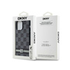 DKNY Leather Checkered Mono Pattern & Printed Stripes - iPhone 14 Pro Max Case (Black)