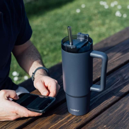 Quokka Stream - Edelstahl-Thermosbecher 950 ml mit Strohhalm (Graphit)