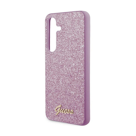 Guess Glitter Flakes Metal Logo Case - Samsung Galaxy S24 tok (lila)