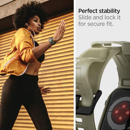 Spigen Rugged Armor Pro - Armband mit Gehäuse für Apple Watch 44/45 mm (Vintage Khaki)