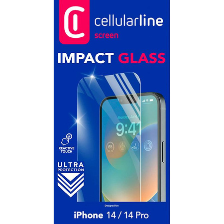 Cellularline Impact Glass - Toughened protective glass for iPhone 14 / iPhone 14 Pro