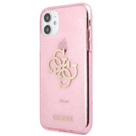 Guess Glitter 4G Big Logo - pouzdro pro iPhone 11 (růžové)