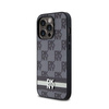 DKNY Leather Checkered Mono Pattern & Printed Stripes - iPhone 14 Pro Case (black)