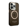Guess Gold Outline Transluzentes MagSafe - Hülle für iPhone 14 Pro (Schwarz)