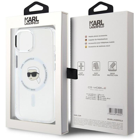 Karl Lagerfeld IML Metal Karl Head MagSafe - Etui do iPhone 15 (biały)